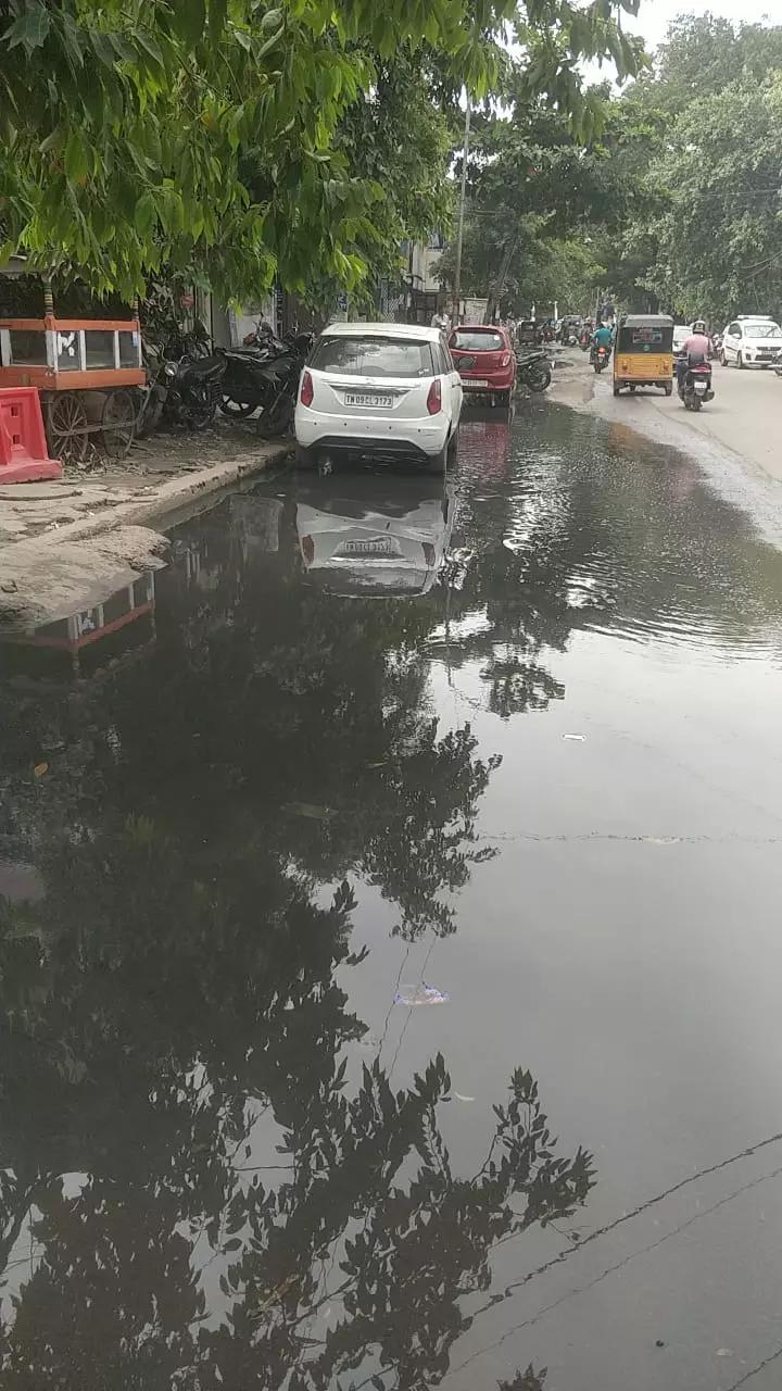 சாலையில் தேங்கும் கழிவுநீர் சாலையில் தேங்கும் கழிவுநீர்