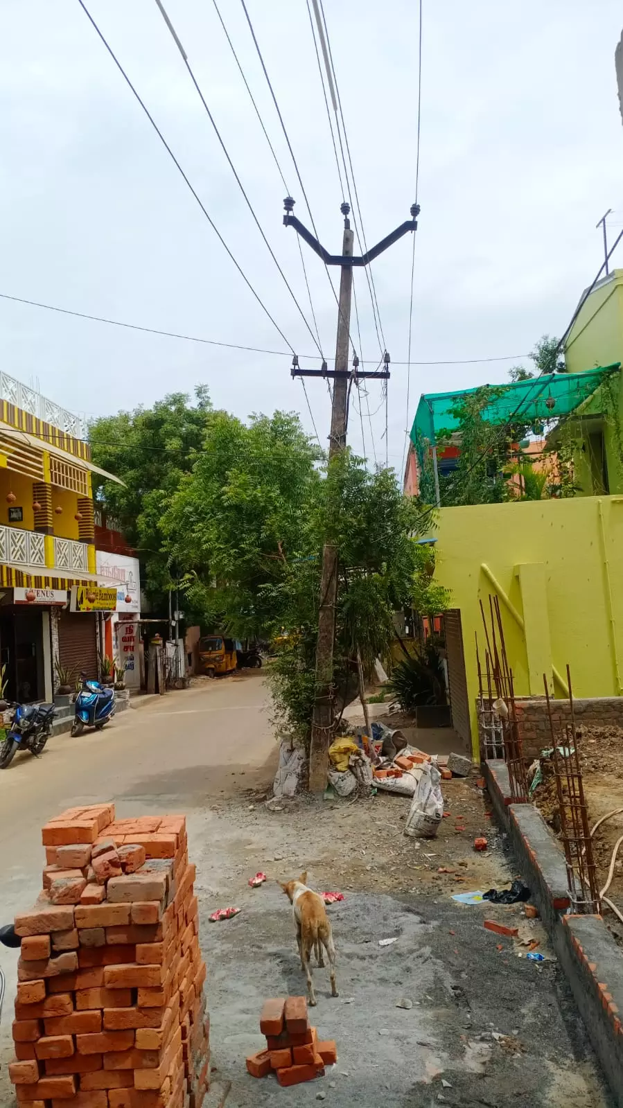 சாய்ந்த மின்கம்பம் தலைநிமிருமா?