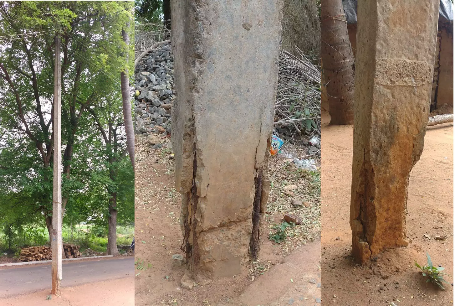 சேதமடைந்த மின்கம்பங்கள்