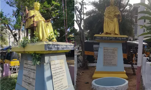 மறைமலைஅடிகளார் சிலை சுத்தம் செய்யப்பட்டது மறைமலைஅடிகளார் சிலை சுத்தம் செய்யப்பட்டது