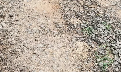 ஜல்லி கற்களாக காட்சியளிக்கும் சாலை ஜல்லி கற்களாக காட்சியளிக்கும் சாலை