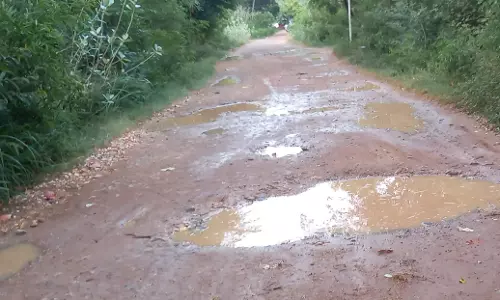 குண்டும், குழியுமான சாலை