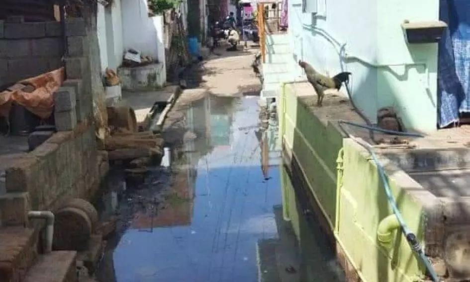 தெருவில் தேங்கும் கழிவுநீர் தெருவில் தேங்கும் கழிவுநீர்