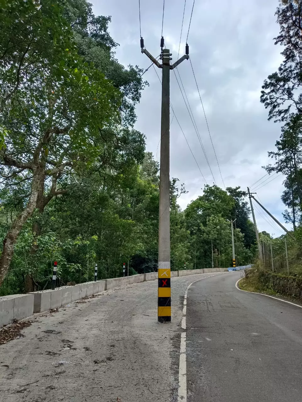 சாலையின் நடுவே மின் கம்பம் சாலையின் நடுவே மின் கம்பம்