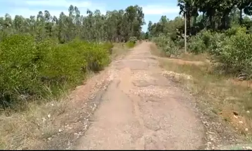 குண்டும், குழியுமான தார்சாலை