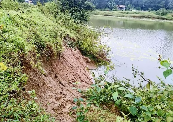 குளக்கரையில் ஏற்படும் மண்சரிவு தடுக்கப்படுமா?