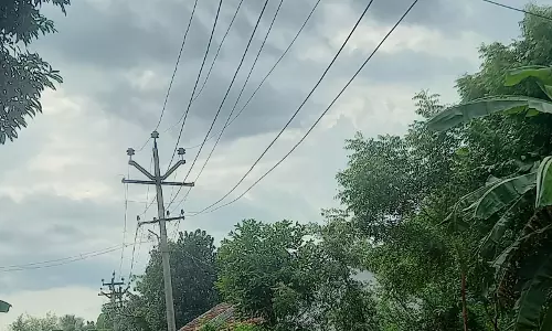 மின்கம்பி மீது உரசும் வயர்கள் மின்கம்பி மீது உரசும் வயர்கள்