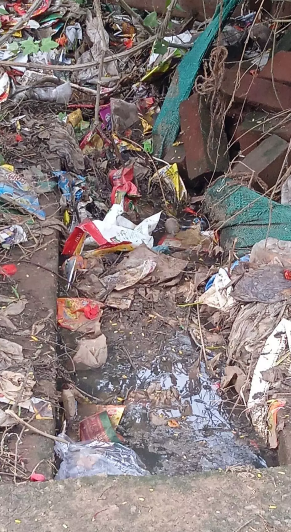 சாக்கடை கால்வாயில் குப்பைகள்