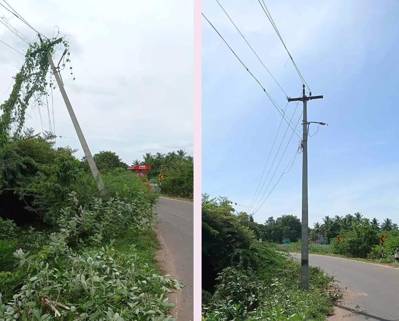 மின் கம்பம் சீரமைக்கப்பட்டது