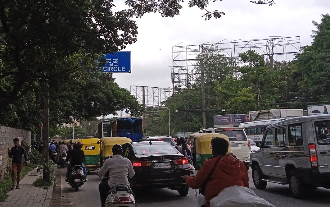 வழிகாட்டி பலகையை மறைக்கும் மரக்கிளை