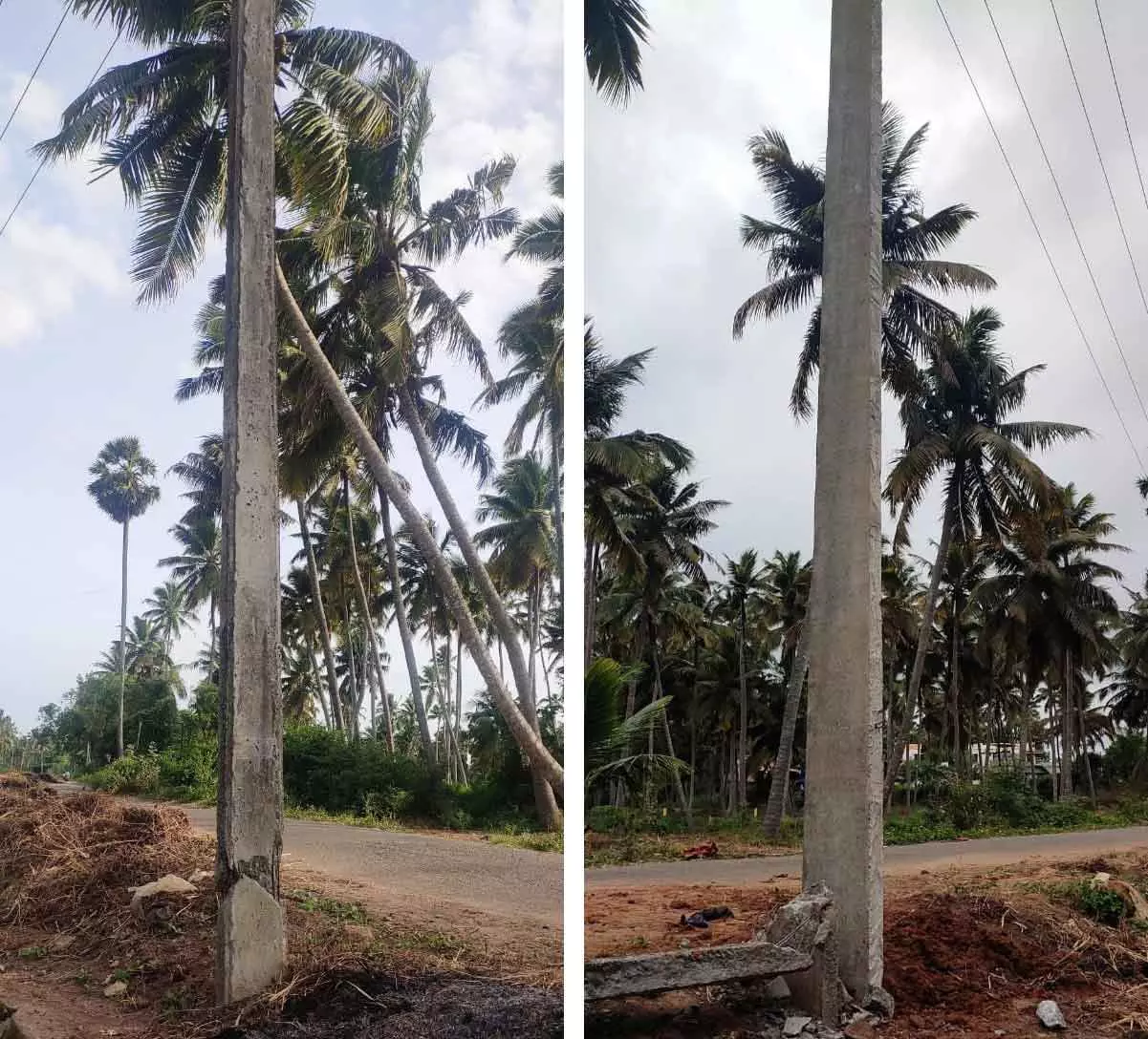 மின்கம்பம் மாற்றப்பட்டது மின்கம்பம் மாற்றப்பட்டது