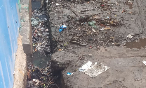 சாக்கடை கால்வாயில் அடைப்பு