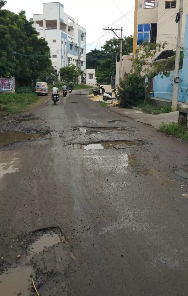 குண்டும், குழியுமான சாலை