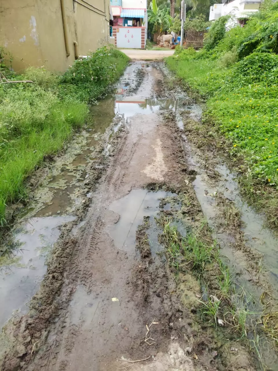 சேறும், சகதியுமான சாலையால் அவதி