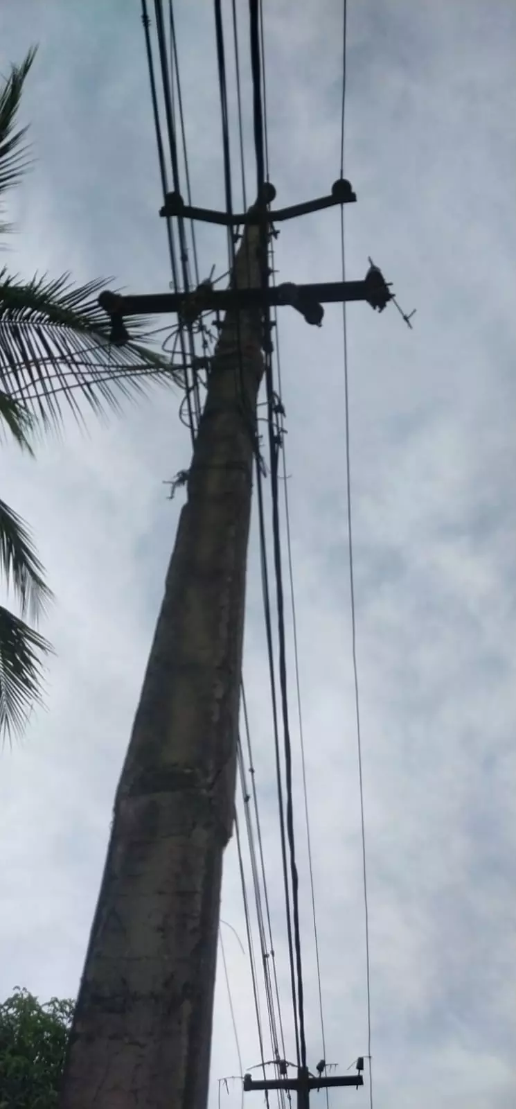 பழுதடைந்த மின்கம்பம்