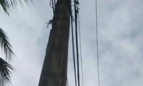 பழுதடைந்த மின்கம்பம்