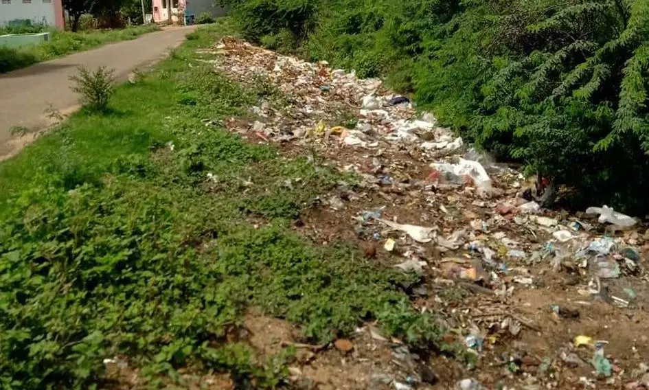 சாலையோரத்தில் குவியும் குப்பைகள் சாலையோரத்தில் குவியும் குப்பைகள்