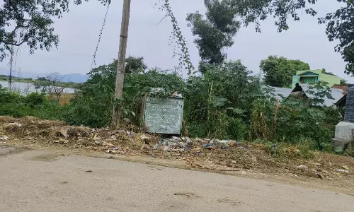 தொட்டியில் நிரம்பி வழியும் குப்பைகள் தொட்டியில் நிரம்பி வழியும் குப்பைகள்