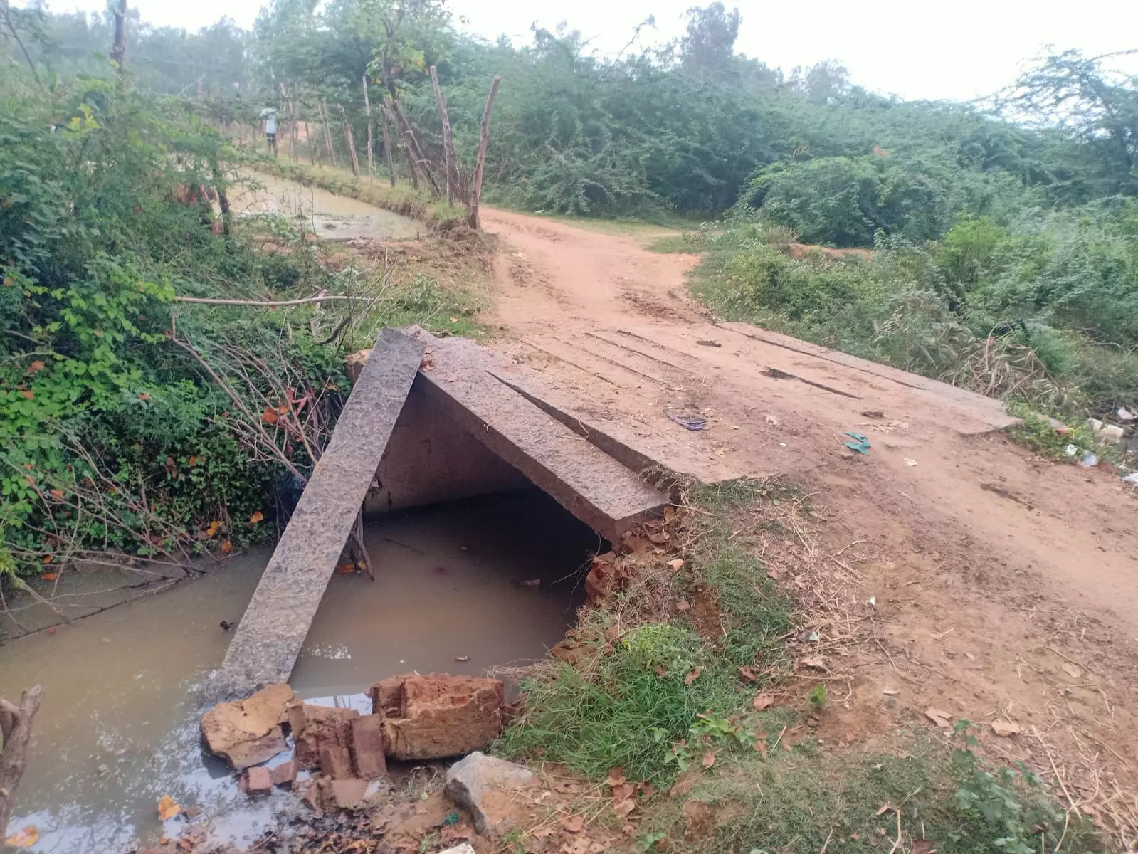 சிதிலமடைந்த வாய்க்கால் பாலம்