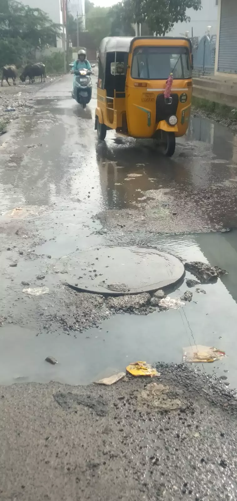 சாலையில் பாய்ந்தோடும் கழிவுநீர் சாலையில் பாய்ந்தோடும் கழிவுநீர்