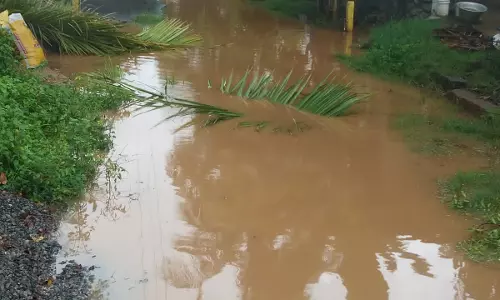 குடியிருப்புகளை சூழ்ந்து நிற்கும் மழைநீர்