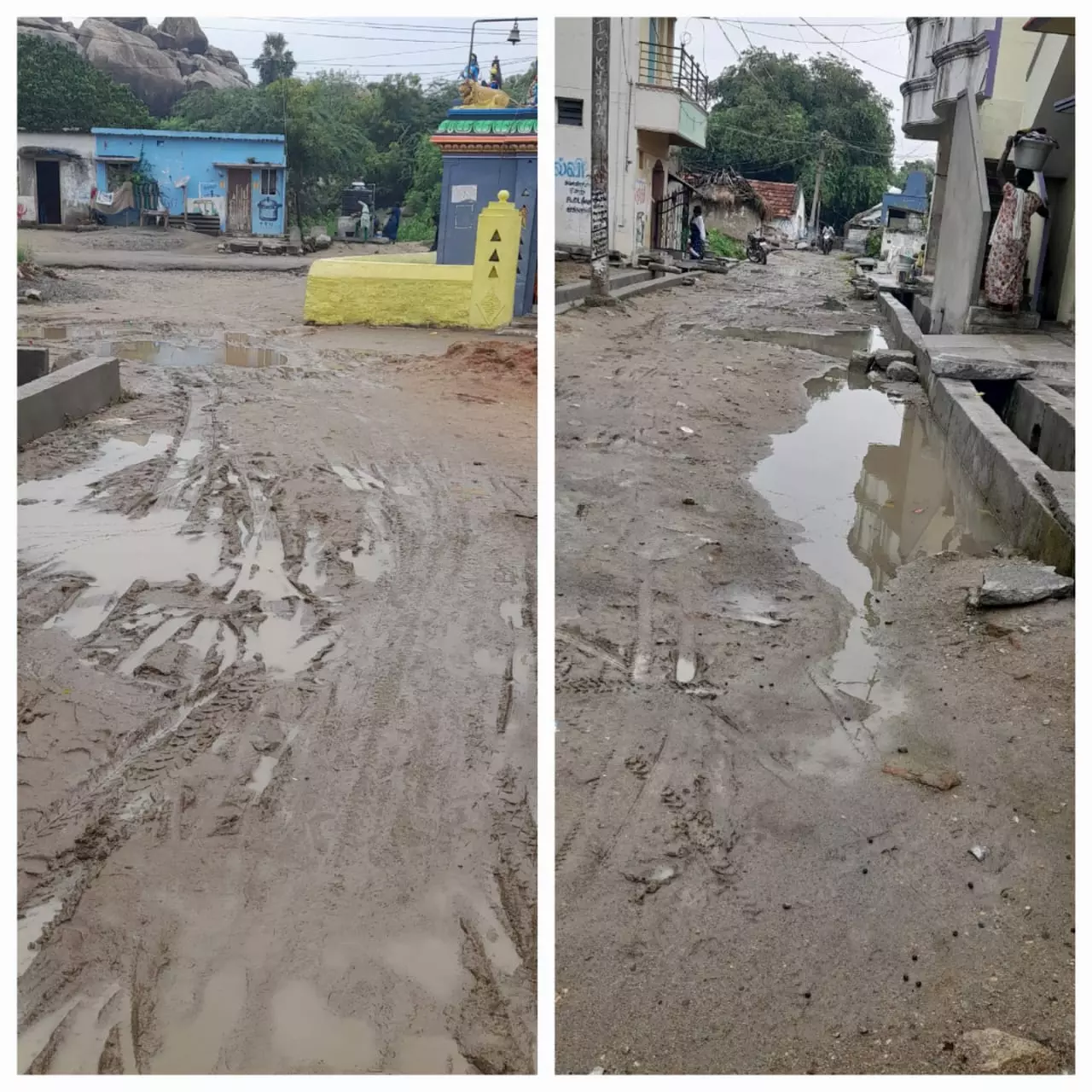 சேறும், சகதியுமாக சாலை