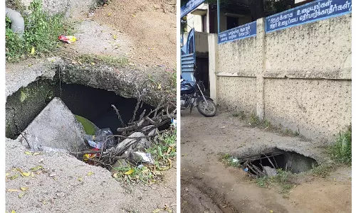 பள்ளி முன்பு ஆபத்து... மாணவர்கள் அச்சம்...