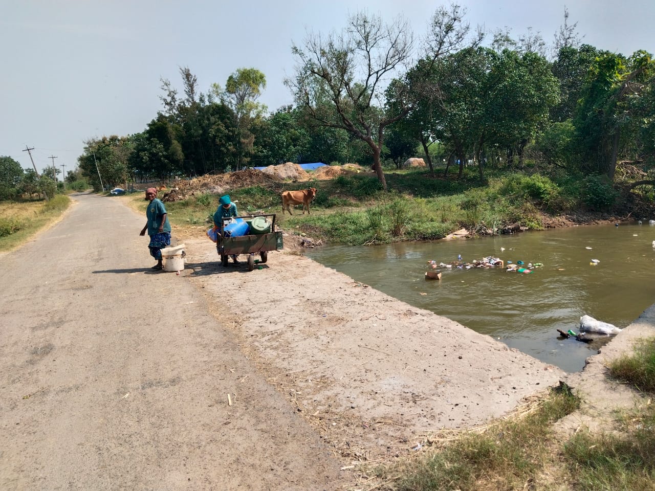 வாய்க்காலில் கொட்டப்படும் குப்பை