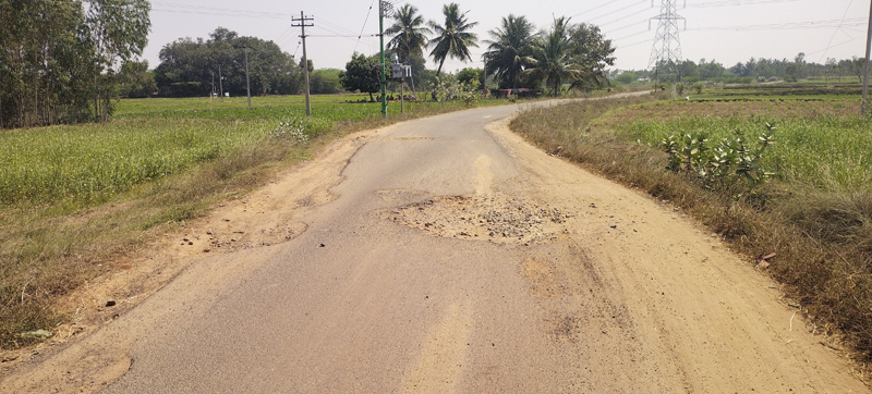 குண்டும், குழியுமான சாலை