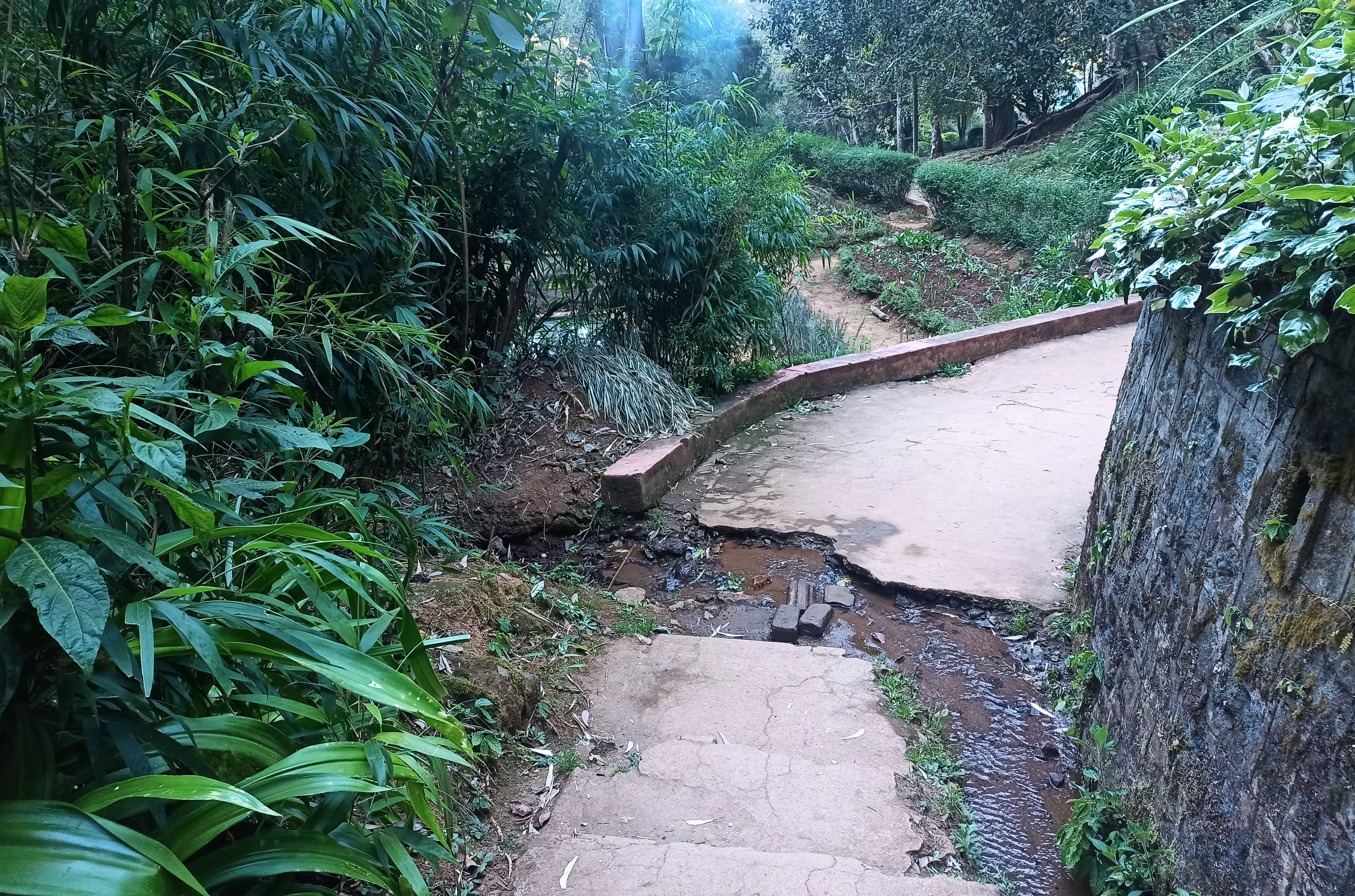 உடைந்து கிடக்கும் நடைபாதை உடைந்து கிடக்கும் நடைபாதை