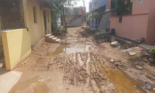 சேறும் சகதியுமான சாலை சேறும் சகதியுமான சாலை