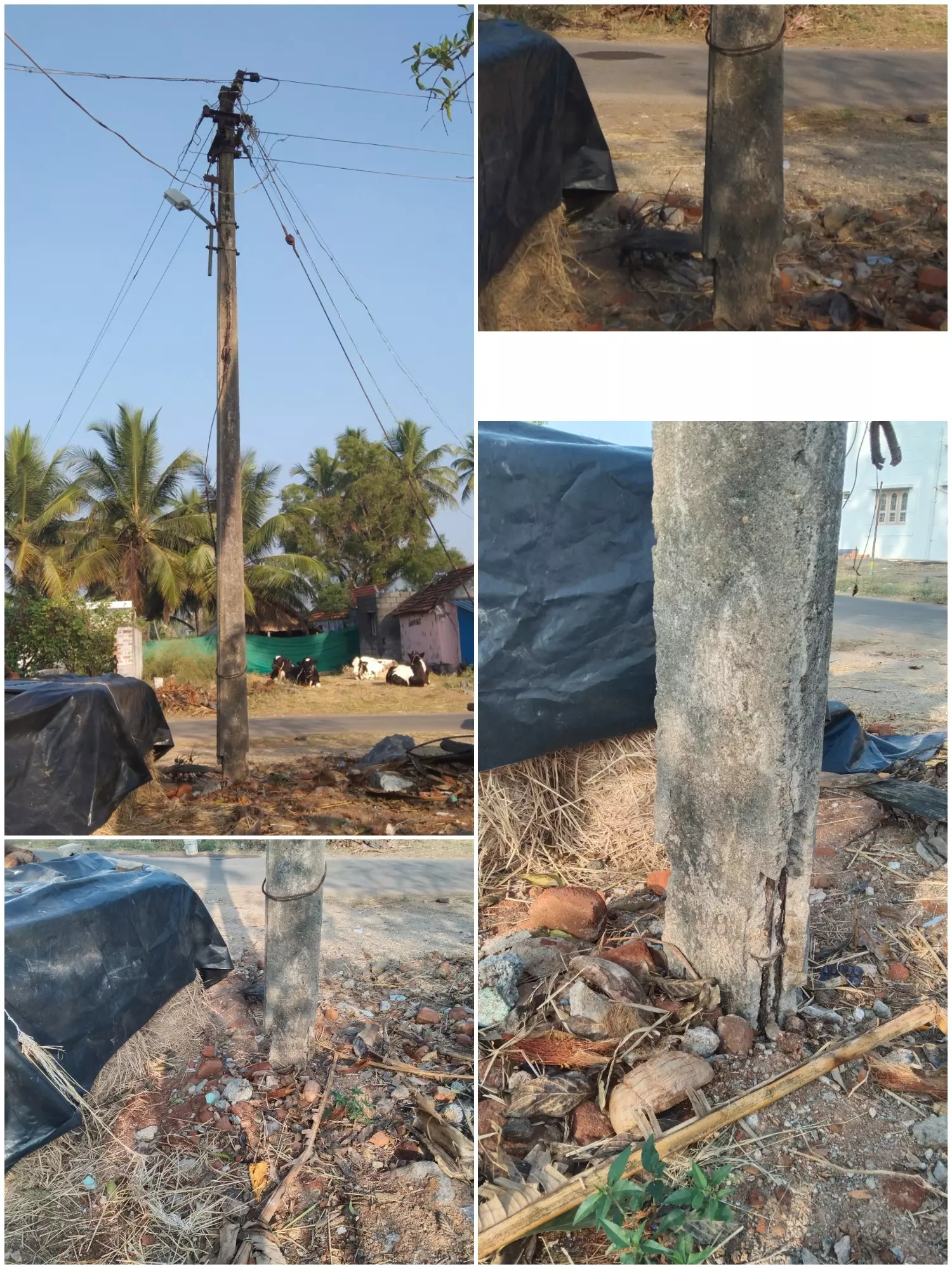 சேதமடைந்த மின்கம்பம்