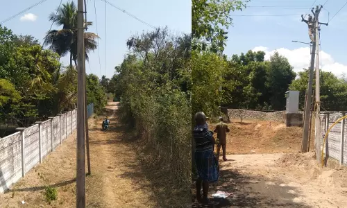 புகார்பெட்டி எதிரொலி:- வழிப்பாதை நடுவே இருந்த மின்கம்பம்  அகற்றம்