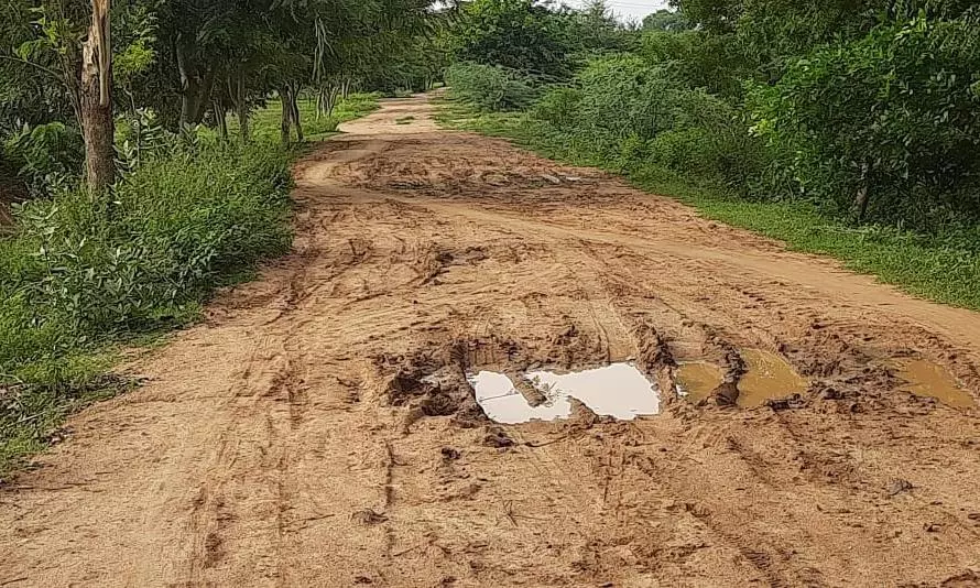 சேறும், சகதியுமான சாலை