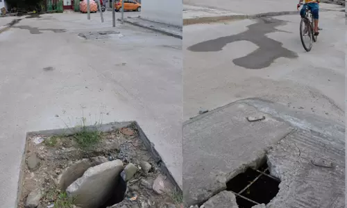 பாதாள சாக்கடை மூடிகள் சேதம் பாதாள சாக்கடை மூடிகள் சேதம்