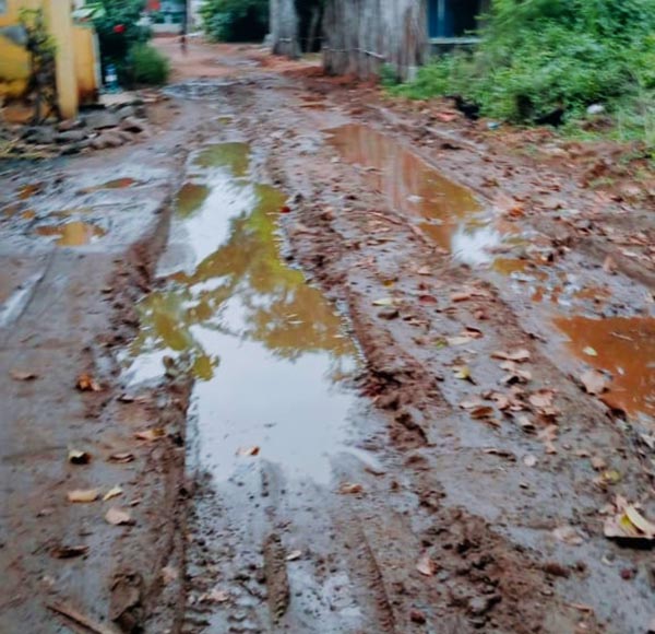 சேறும், சகதியுமான சாலை சேறும், சகதியுமான சாலை