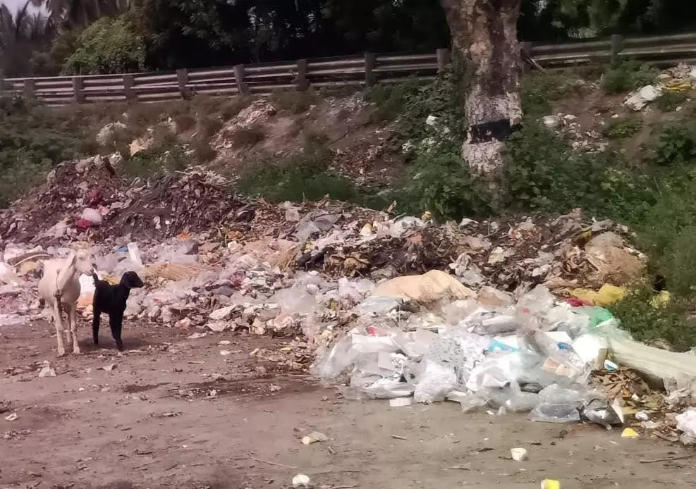 குவிந்து கிடக்கும் குப்பைகளால் துர்நாற்றம்