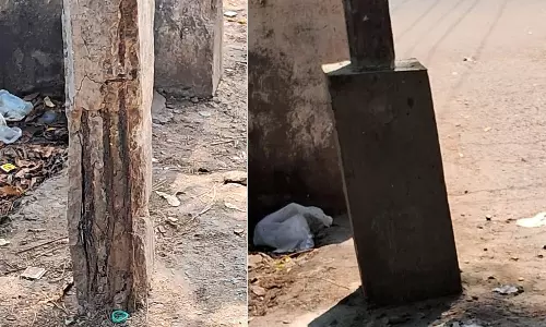 புகார்பெட்டி எதிரொலி; சேதமடைந்த மின்கம்பம் சீரமைப்பு