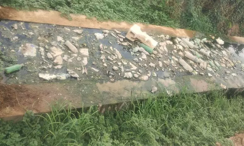 தேங்கும்கழிவுநீரில் குப்பைகள் தேங்கும்கழிவுநீரில் குப்பைகள்