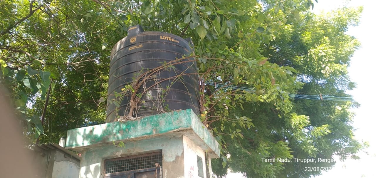 தண்ணீர் ெதாட்டிைய சுற்றி புதர்