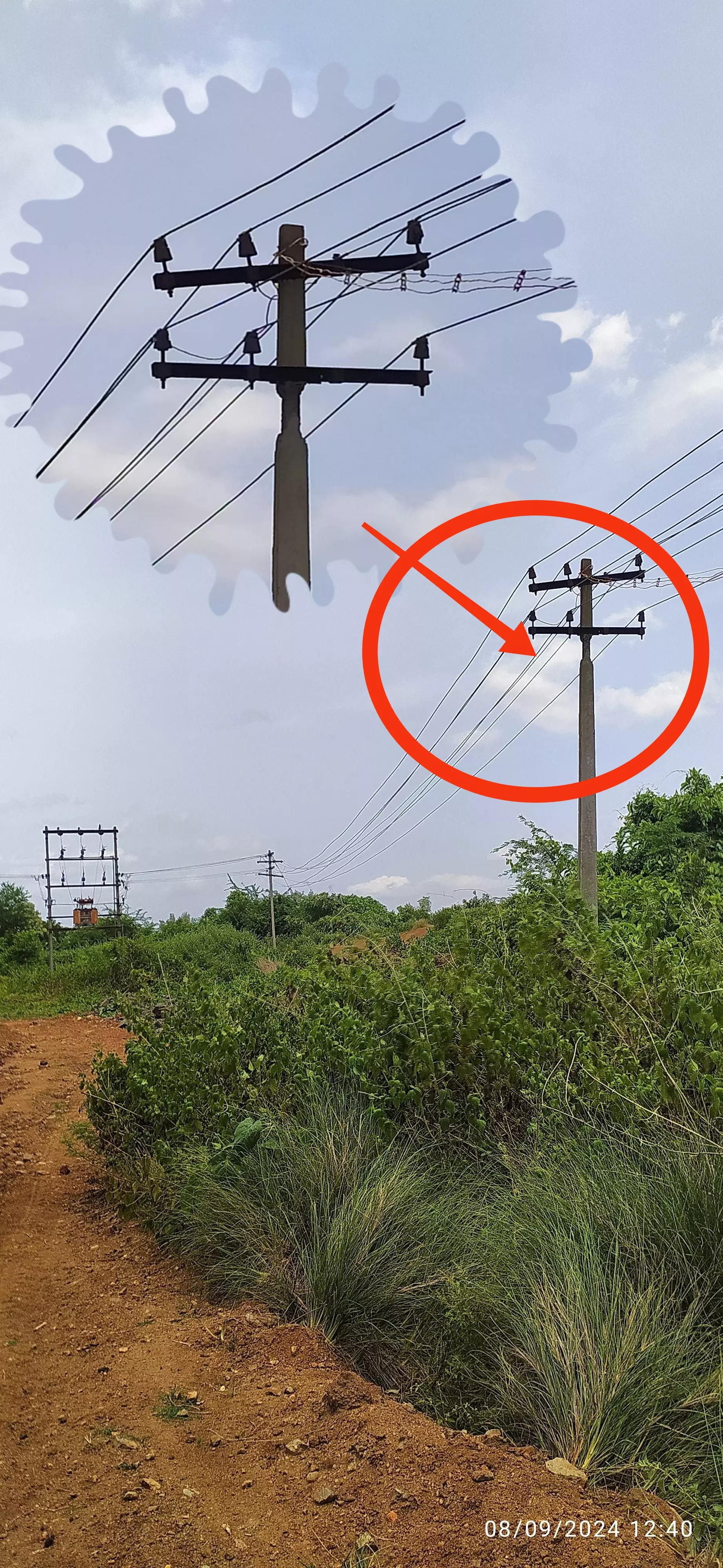 மின்கம்பம் சேதம் மின்கம்பம் சேதம்