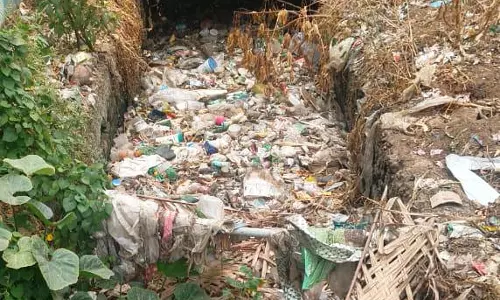 கால்வாயில் தேங்கி கிடக்கும் குப்பைகள் கால்வாயில் தேங்கி கிடக்கும் குப்பைகள்