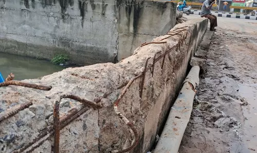 தடுப்புச்சுவரை சீரமைக்க வேண்டும் தடுப்புச்சுவரை சீரமைக்க வேண்டும்