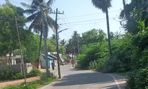 போக்குவரத்துக்கு இடையூறாக மின்கம்பம்