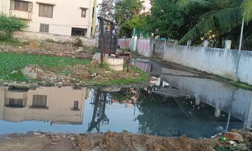 சாலையை சூழ்ந்த சாக்கடைநீர்...