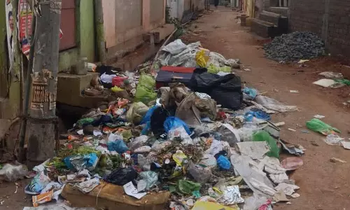 தெருவை ஆக்கிரமித்த குப்பைகள்