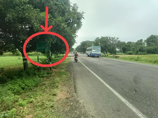 பெயர் பலகையை மறைத்த மரக்கிளை பெயர் பலகையை மறைத்த மரக்கிளை