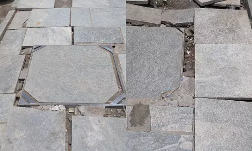 சேதமடைந்த நடைமேடை சேதமடைந்த நடைமேடை