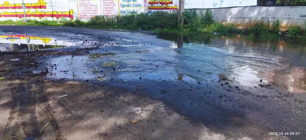 சாலையில் தேங்கும் கழிவுநீர் சாலையில் தேங்கும் கழிவுநீர்