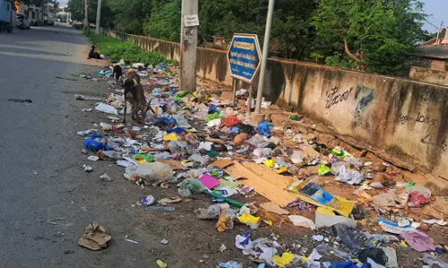 சாலை ஓரம் குவியும் குப்பைகள்